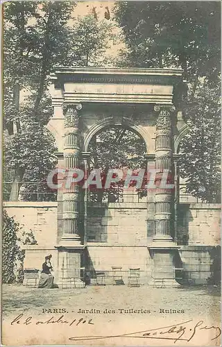 Cartes postales Paris jardins des tuileries ruines