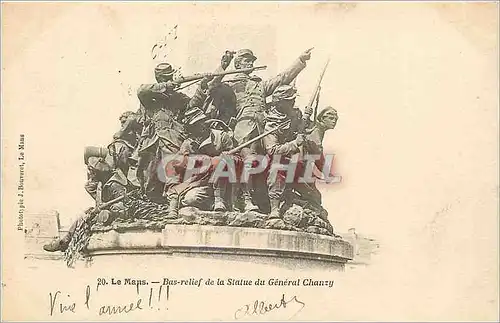 Cartes postales Le Mans bas relief de la statue du general chanzy Militaria