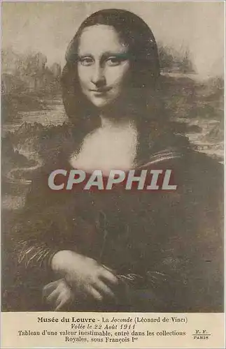 Cartes postales Musee du Louvre la joconte (Leonard de vinci) volee le 22 aout Joconde