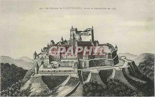 Cartes postales Le chateau de Lichtenberg avant sa destruction en 1563