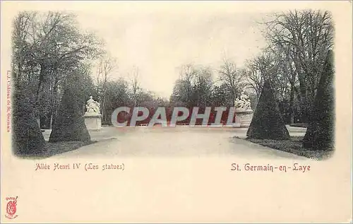 Cartes postales St Germain en Laye allee Henri IV (les statues) (carte 1900)