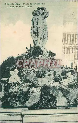 Cartes postales Montpellier place de la comedie statue des trois graces