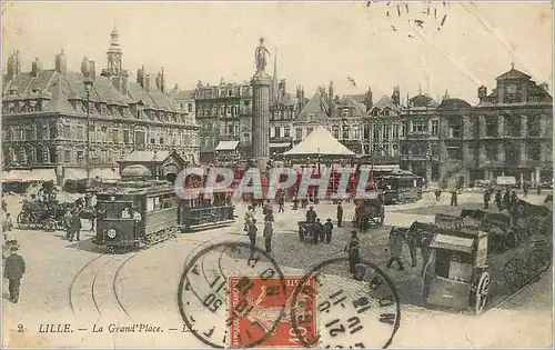 Cartes postales Lille la grand place Tramways