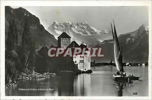 Cartes postales moderne Chateau de chillon et dents du midi Bateau