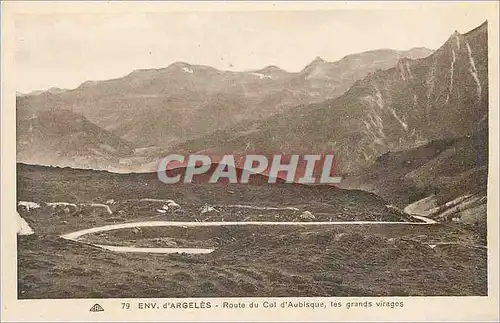 Cartes postales Env d'Argeles route du col d'aubisque les grand virages