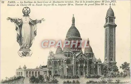 Cartes postales Paris la basilique du sacre coeur du montmartre terminee