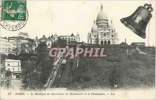 Cartes postales Paris la basilique du sacre coeur de montmartre et le funiculaire Cloche