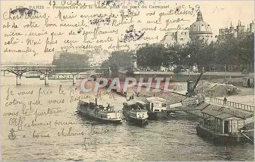 Ansichtskarte AK Paris perspective sur la seine prise du pont du carrousel Bateaux
