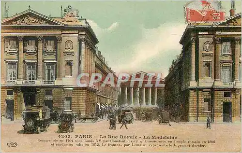 Cartes postales Paris la rue royale la madeleine