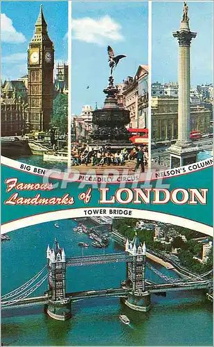 Cartes postales moderne London Tower Bridge Big Ben Piccadilly Circus Nelson's column