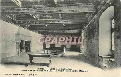 Ansichtskarte AK Chillon Salle des Chevaliers Plafond et cheminee de 1739