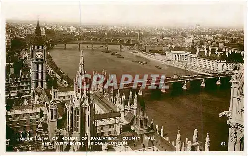 Cartes postales moderne Unique View of Houses of Parliament County Hall and Westminster Bridge London