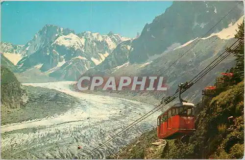 Cartes postales moderne Chamonix-Mt-Blanc (Hte-Sav) Le nouveau teleferique de la Mer de Glace et les Grandes Jorasses