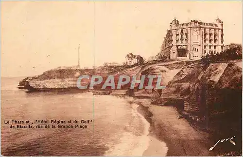 Cartes postales Biarritz La Phare et l'Hotel regina et du Golf vus de la Grande Plage