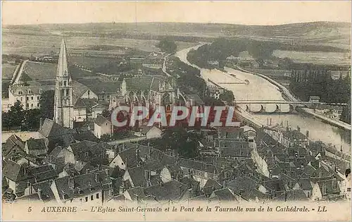 Cartes postales Auxerre L'Eglise Saint-Germain et le Pont de la Tournelle vus de la Cathedrale