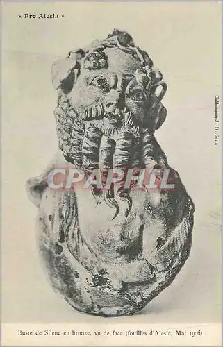 Cartes postales Pro Alesia Buste de Silene en bronze vu de face (fouilles d'Alesia Mai 1906)
