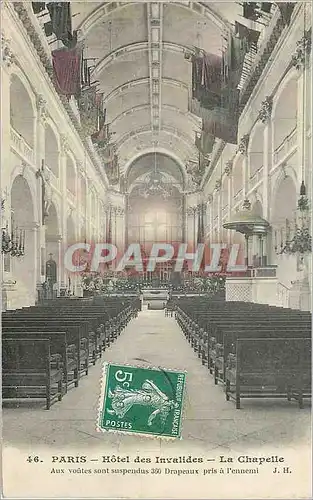 Cartes postales Paris Hotel des Invalides La Chapelle Aux Voutes sont Suspendus 360 Drapeaux pris a l'Ennemi