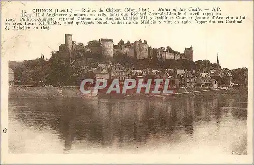 Ansichtskarte AK Chinon (I et L) Ruines du Chateau (Mon Hist)