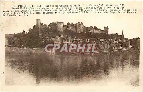 Cartes postales Chinon (I et L) Ruines du Chateau (Mon Hist)