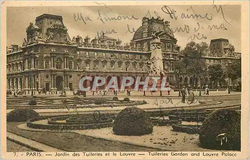 Cartes postales Paris Jardin des Tuileries et le Louvre