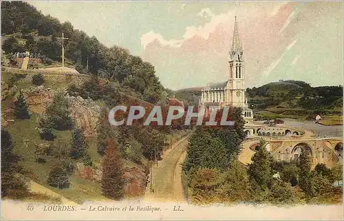 Cartes postales Lourdes Le Calvaire et la Basilique LL