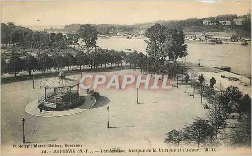 Cartes postales Bayonne Les Jardins Kiosque de la Musique et l'Adour Phototypie Marcel Delboy Bordeaux