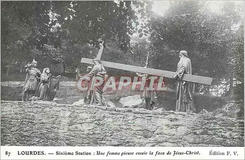Cartes postales Lourdes Sixieme Station Une femme Pieuse Essuie la face de Jesus Christ
