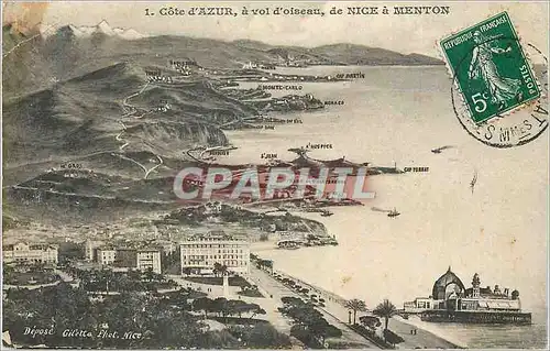 Cartes postales Cote D'Azur a Vol d'Oiseau de Nice a Menton