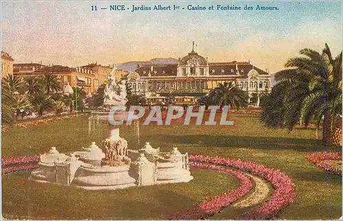 Cartes postales Nice Jardins Albert 1er Casino et Fontaine des Amours