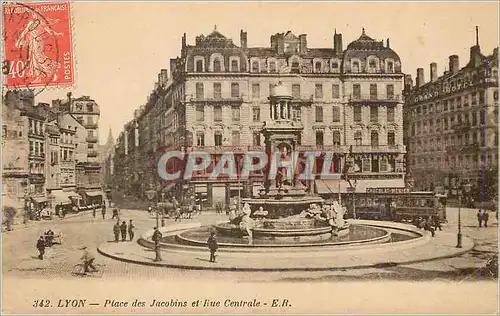 Ansichtskarte AK Lyon Place des Jacobins et Rue Centrale Tramway