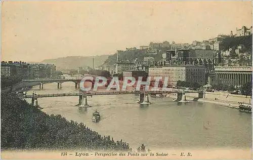 Cartes postales Lyon Perspective des Ponts sur la Saone