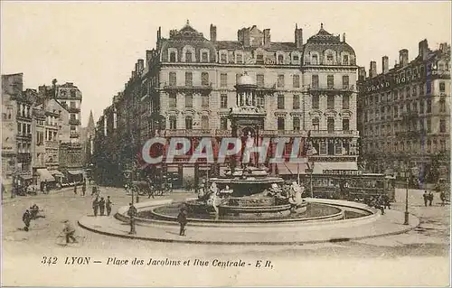 Ansichtskarte AK Lyon Place des Jacobins et Rue Centrale Tramway