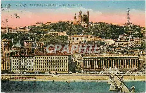 Cartes postales Lyon Palais de Justice et Colline de Fourviere