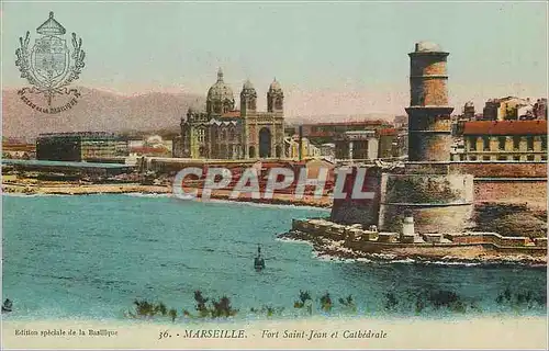 Cartes postales Marseille Fort Saint Jean et Cathedrale