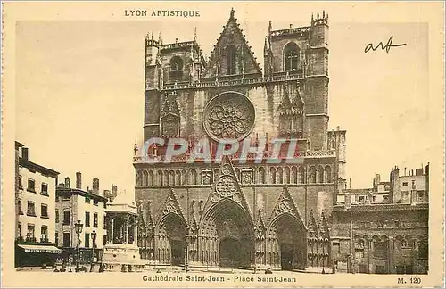 Ansichtskarte AK Lyon Artistique Cathedrale Saint Jean Place de St Jean