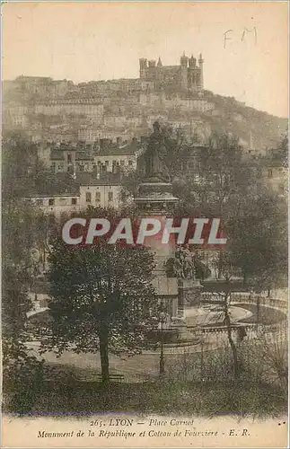 Cartes postales Lyon Place Carnot Monument de la Basilique et Coteau de Fouviere