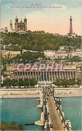 Cartes postales Lyon Le Palais de Justice et la Colline de Fouviere