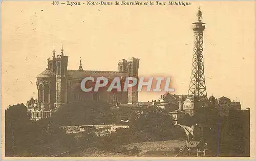 Cartes postales Lyon Notre Dame de Fouviere et la Tour Metallique