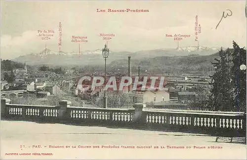 Cartes postales Les Basses Pyrenees Pau Bizanos et la chaine des Pyrenees de la terrasse du palais d'hiver