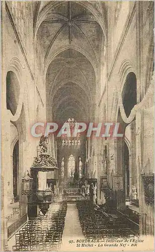 Cartes postales Bordeaux Interieur de l'Eglise Saint Michel La Grande Nef BR