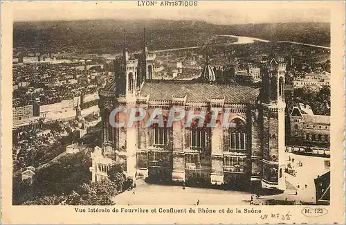 Cartes postales Lyon Artistique vue Laterale de Fourviere et Confluent du Rhone et de la Saone