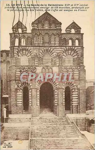 Cartes postales Le Puy La Facade de la Cathedrale (XIIe et XVe Siecle)