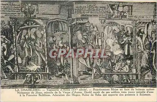 Cartes postales La Chaise Dieu Tapisseries d'Arras (XVe Siecle) Moise en face du Buisson Ardent Naissance de Jes