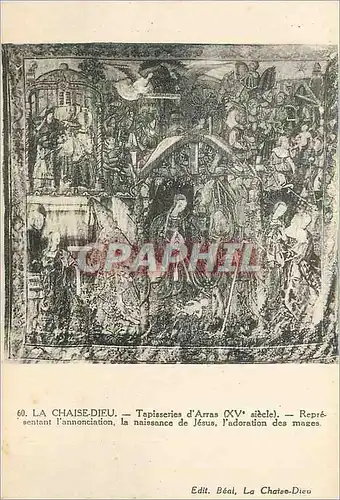 Cartes postales La Chaise Dieu Tapisseries d'Arras (XVe Siecle) Representant L'annonciation La Naissance de Jesu