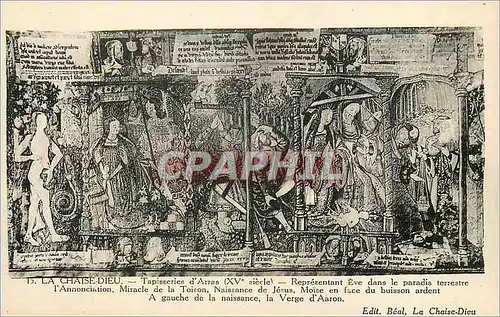 Cartes postales La Chaise Dieu Tapisseries d'Arras (XVe Siecle) Representant Eve dans le Paradis Terrestre l'Ann