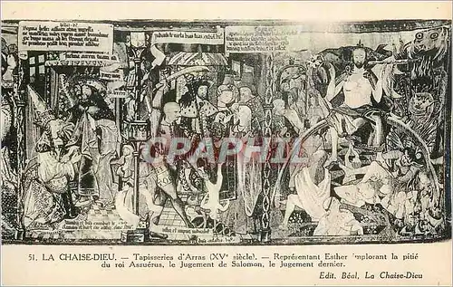 Cartes postales La Chaise Dieu Tapisseries d'Arras (XVe Siecle) Representant Esther Implorant la Pitie du Roi As