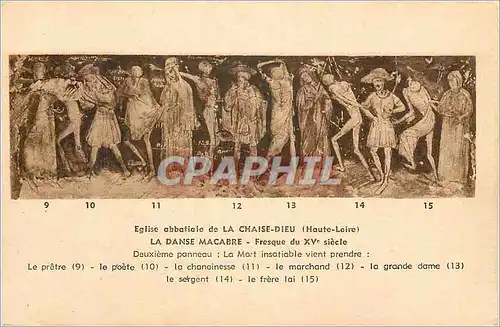 Cartes postales Eglise Abbatiale de La Chaise Dieu (Haute Loire) La Danse Macabre Fresque du XVe Siecle