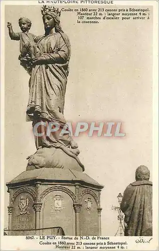 Cartes postales La Haute Loire Pittoresque Le Puy Statue de N D de France