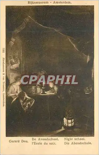 Cartes postales Rijksmuseum Amsterdam Gerard Dou l'Ecole du Soir