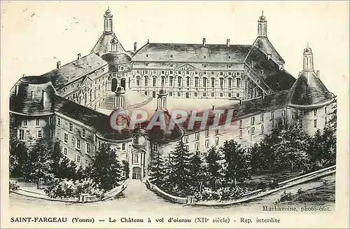 Cartes postales Saint Fargeau (Yonne) Le Chateau a Vol d'Oiseau (XIIe Siecle)